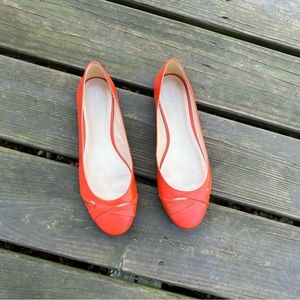 Nine West Clemson Orange Leather Ballet Flat | size 8